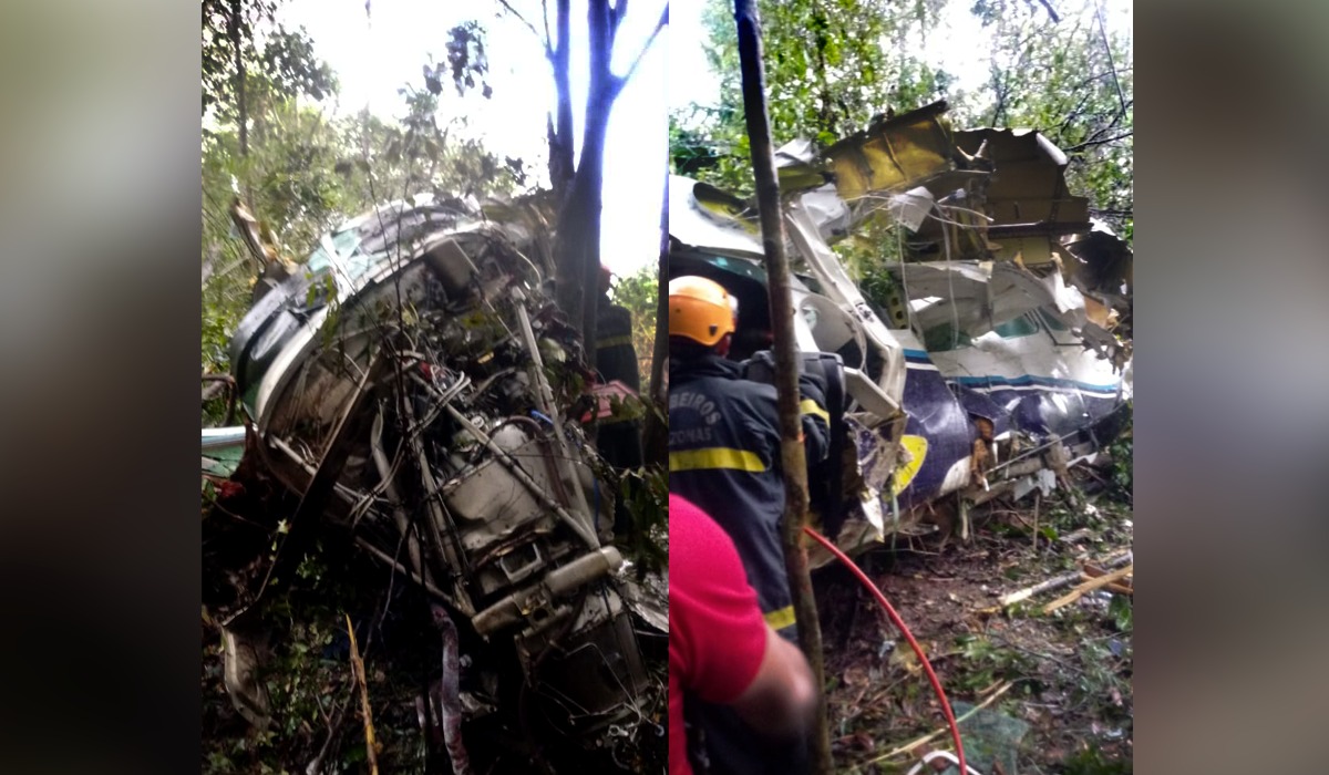 Avião que caiu em Manaus ficou destroçado. Veja imagens