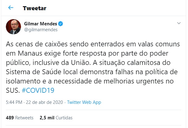Gilmar Mendes - calamidade Manaus