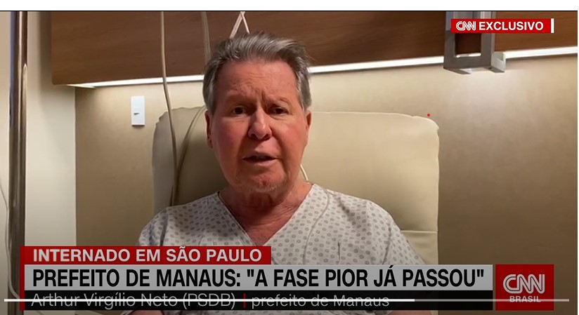 Prefeito de Manaus, internado a 13 dias, diz que "pior já passou"