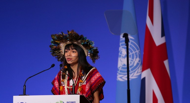 Indígena Txai Suruí quer fim das ‘emissões de promessas mentirosas’