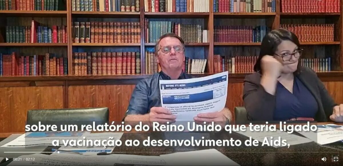 Bolsonaro é investigado por ligar vacina contra covid à aids