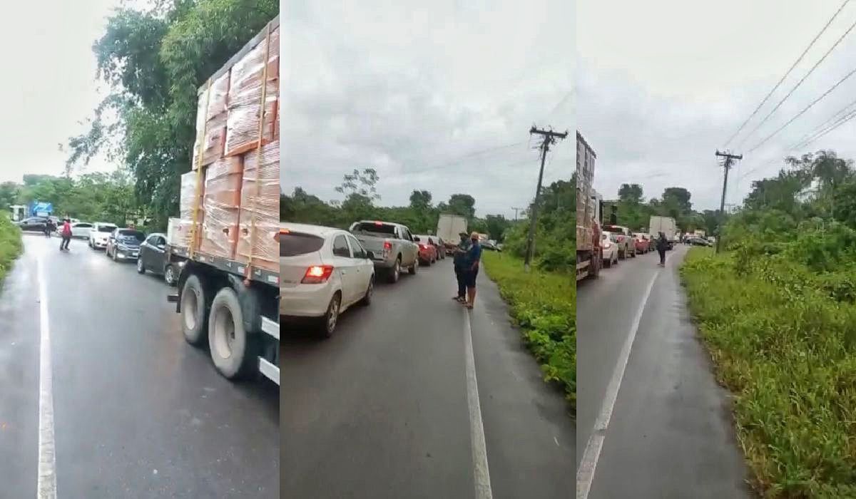Motoristas bloqueiam rodovia Manaus-Itacoatiara