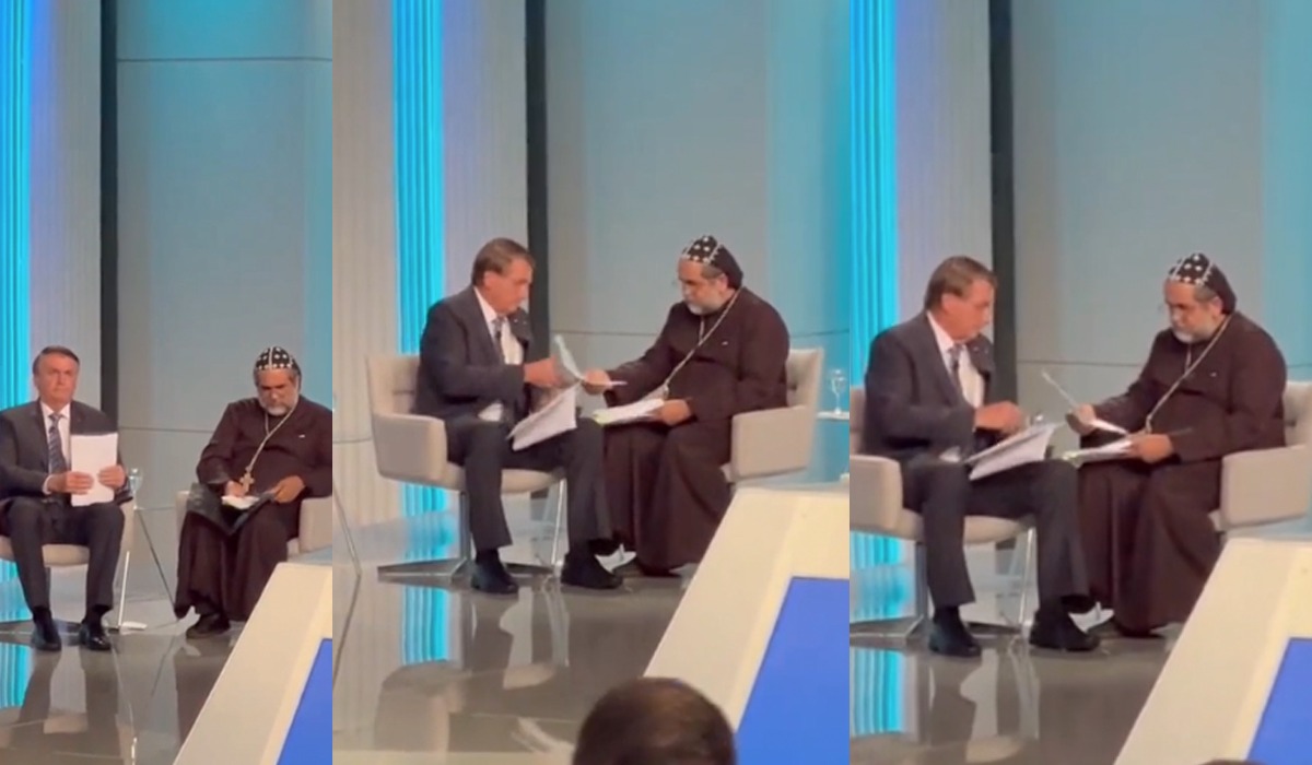 Bolsonaro e Padre Kelmon trocam papéis no intervalo de debate
