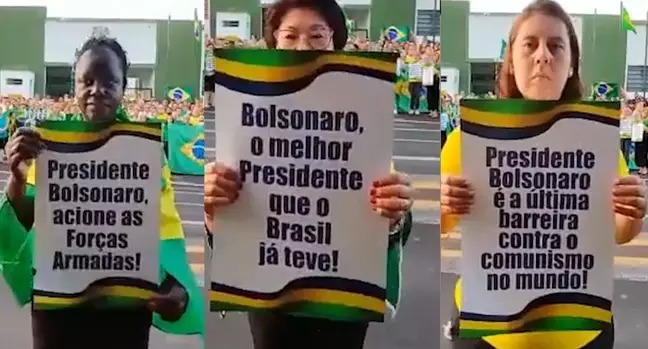 Bolsonaristas pedem golpe de Bolsonaro
