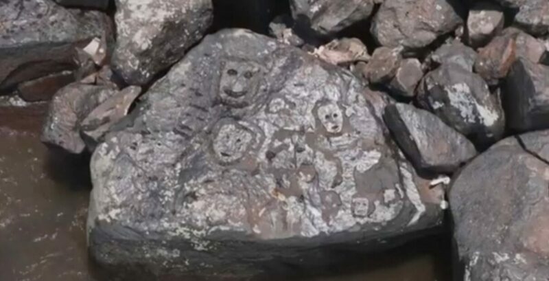 Rio Amazonas: seca revela gravuras em pedras de 2 mil anos atrás