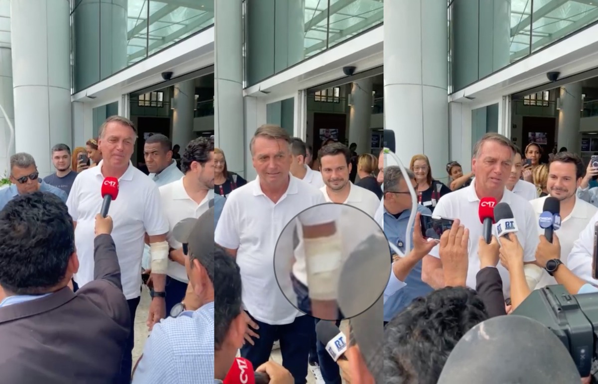 Bolsonaro saindo do hospital Santa Júlia